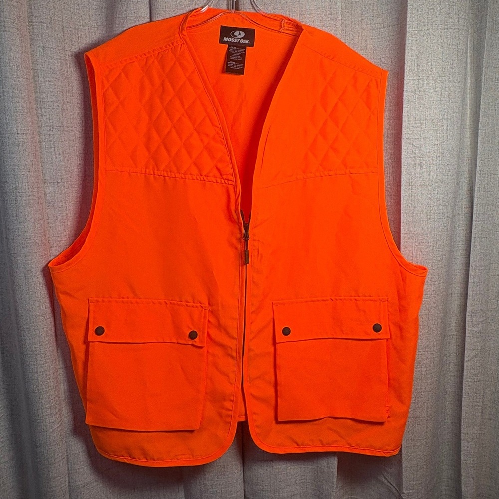 Mossy Oak Mens Blaze Orange Hunting Vest Quilted Shoulder Pockets 2XL 3XL 5100BZ